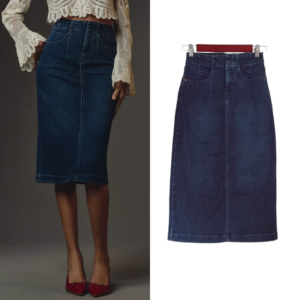 Pilcro Denim Midi Skirt